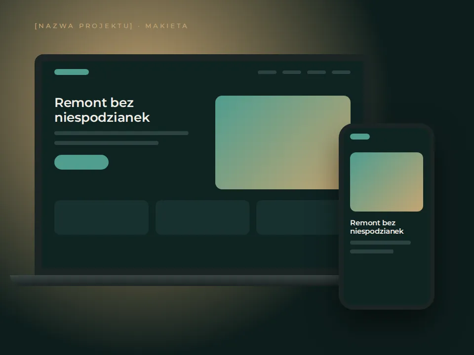 Makieta strony [NAZWA PROJEKTU 3] na laptopie i telefonie